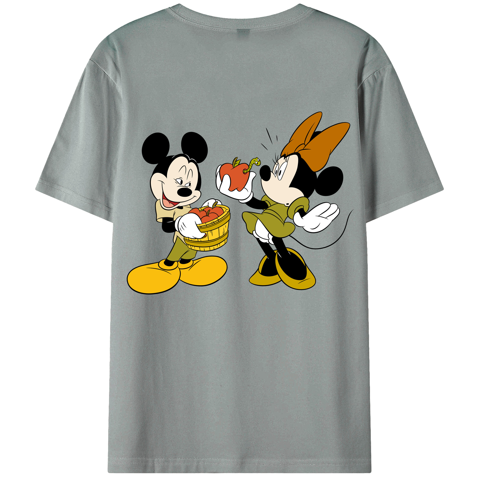 ミッキーマウス Mickey Mouse 綿100％ メンズ半袖Tシャツ（バックプリント） 通気性